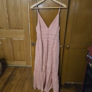 Simple Blush Eyelet Maxi Dress